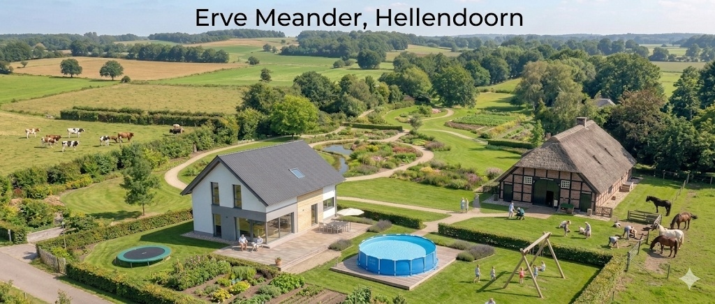 Houten Twin-model in het groene landschap